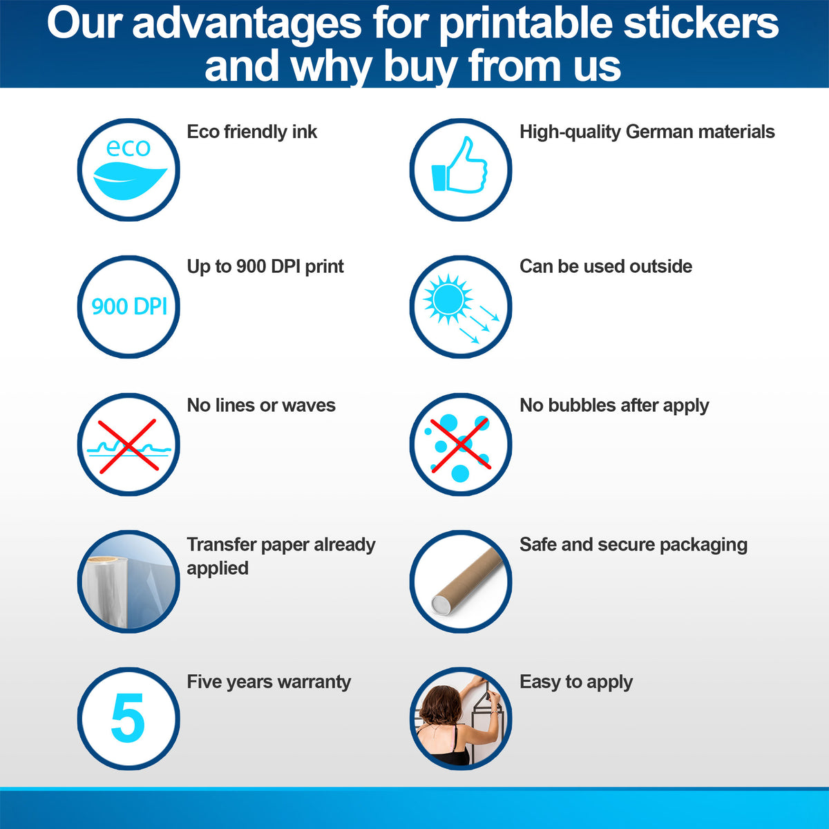 Generic vinyl sticker product comparison infographic.