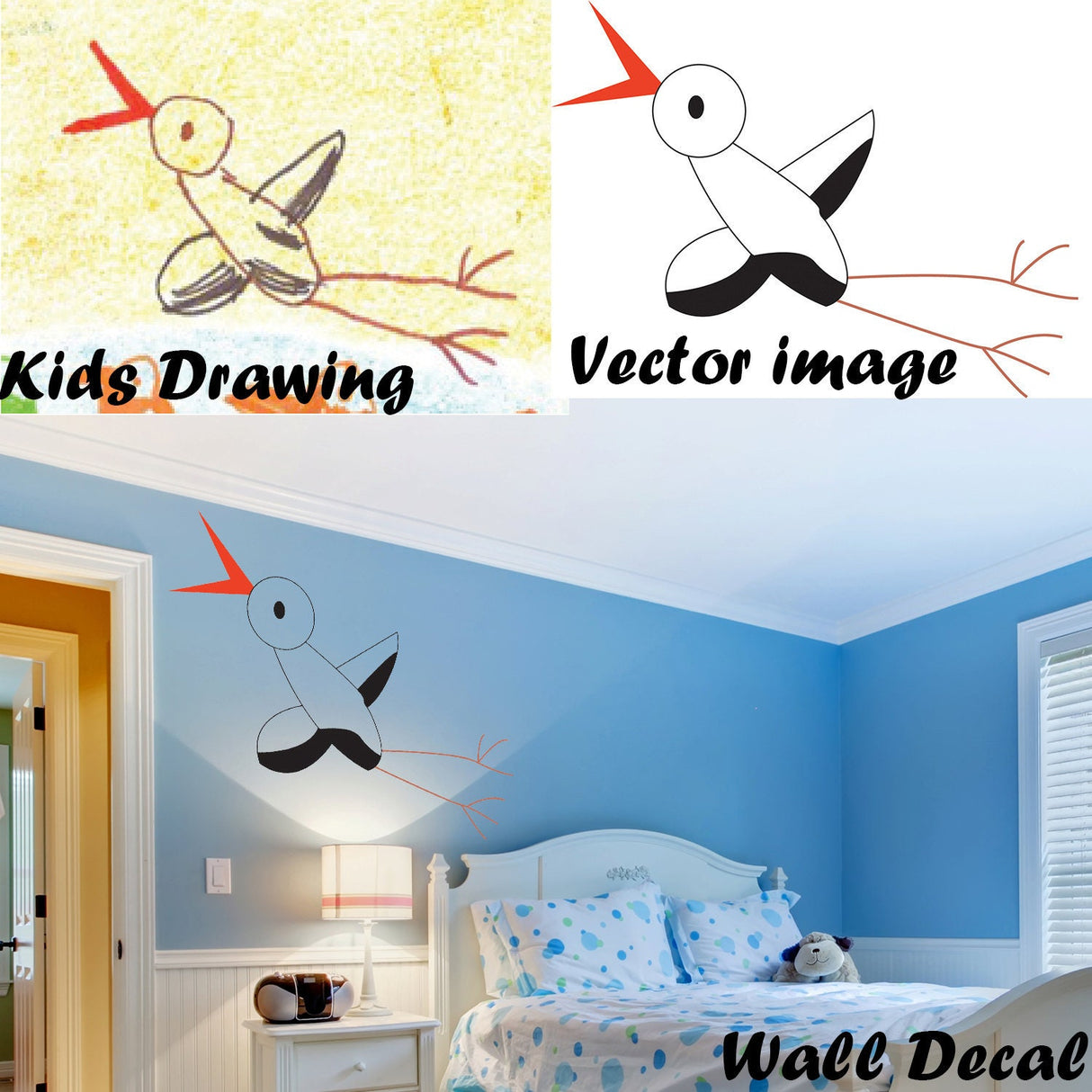 Custom Drawing Vectorize In Vinyl Sticker - Draw Portrait Design Art Made Photo In Illustration Decal.