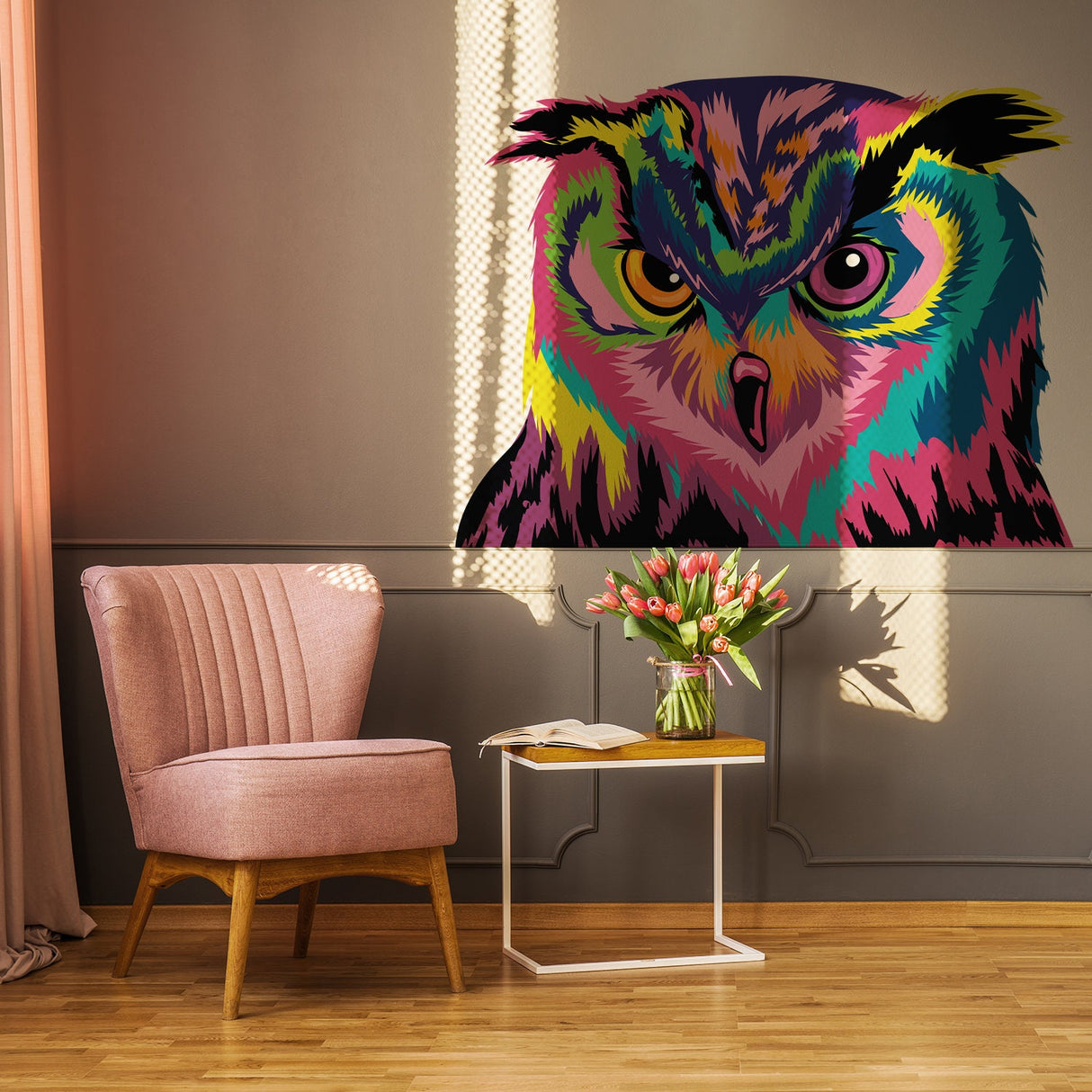 Alternate gallery view of Colorful Owl Wall Sticker.