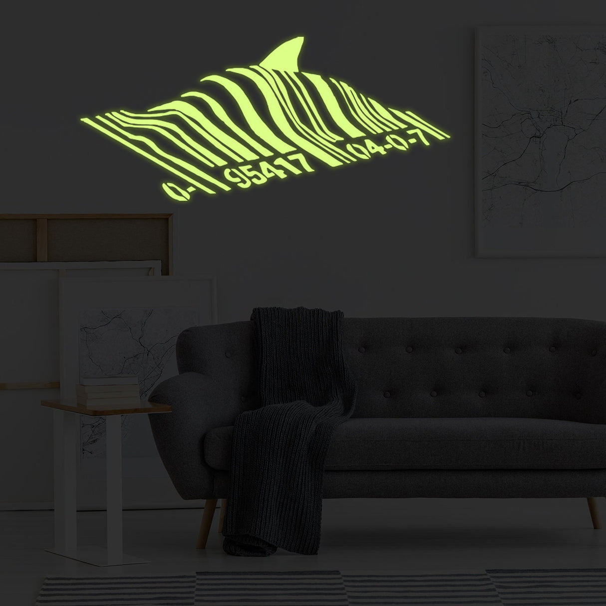 Additional product view of Glow In Dark Artist Barcode Shark Wall Sticker.