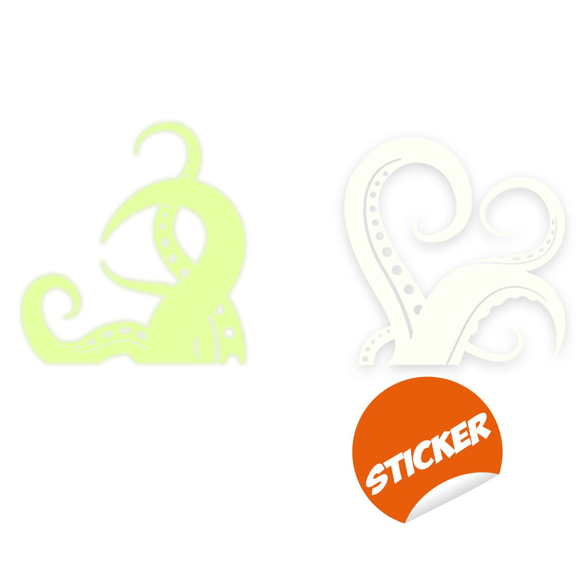 Glow In Dark Octopus Tentacle Vinyl Wall Art Sticker - Night Glowing Bathroom Squid Kraken Decor Decal.