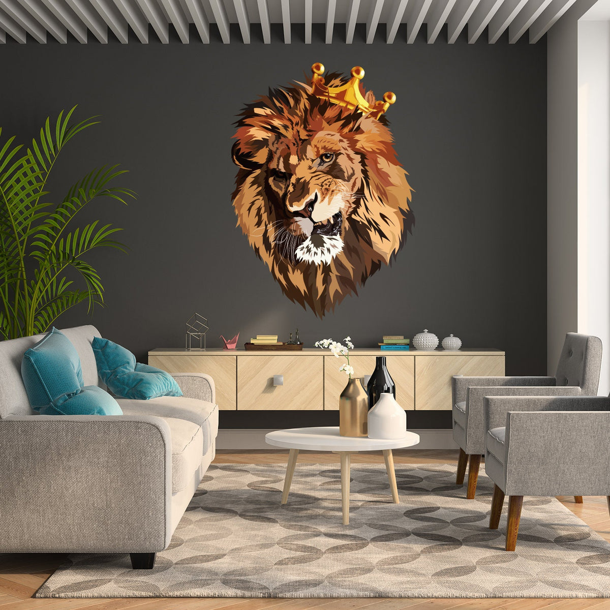 Additional product view of Crowned Lion Vinyl Wall Sticker.