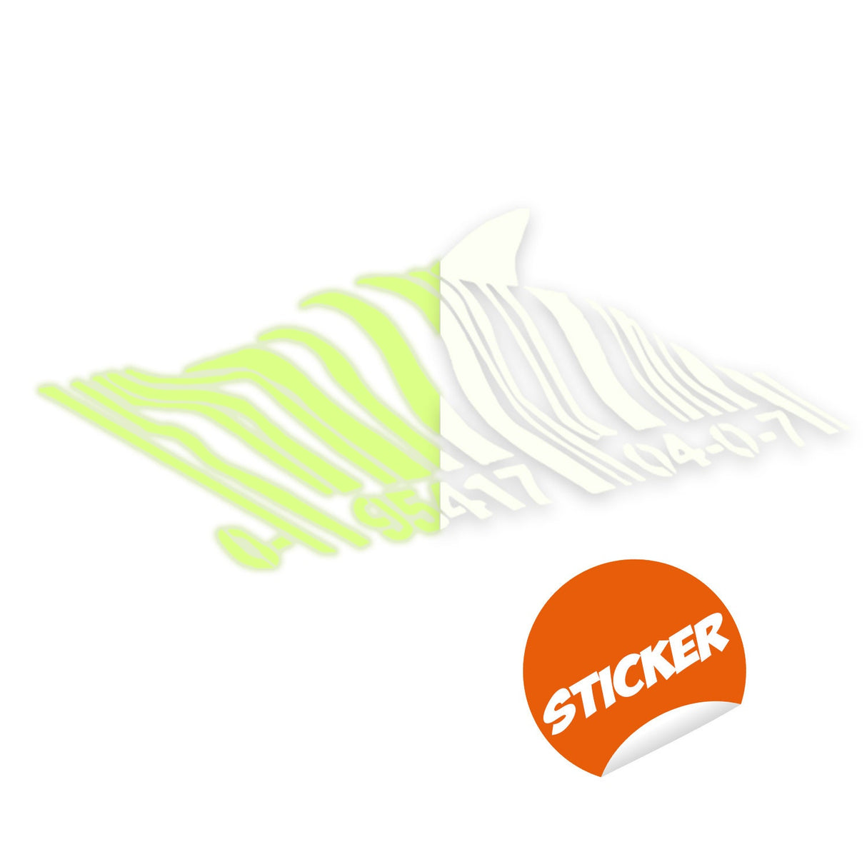 Glow-in-the-dark barcode shark wall sticker shown in an alternate product view.