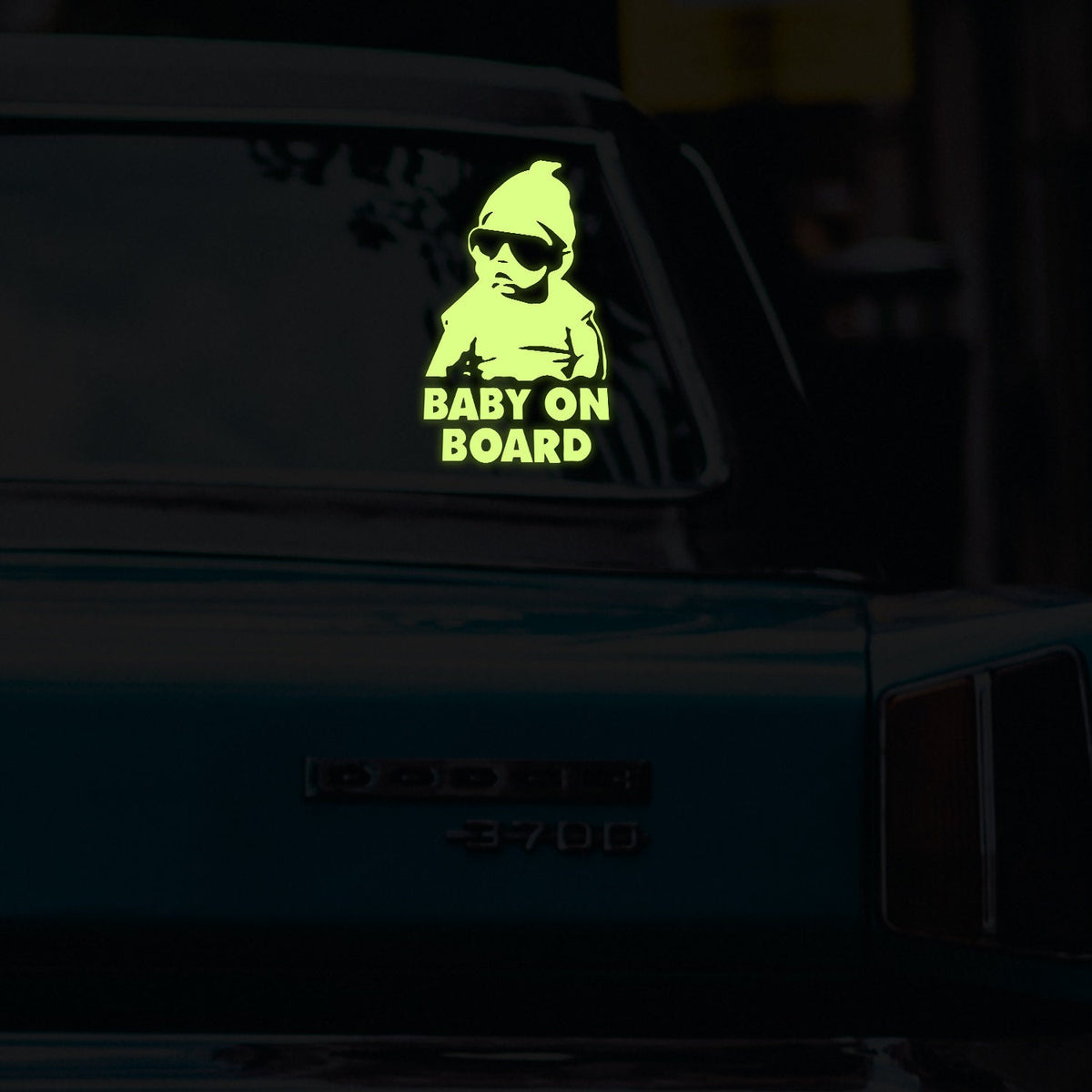 Additional product view of Glow In Dark Baby On Board Funny Car Vinyl Sticker.