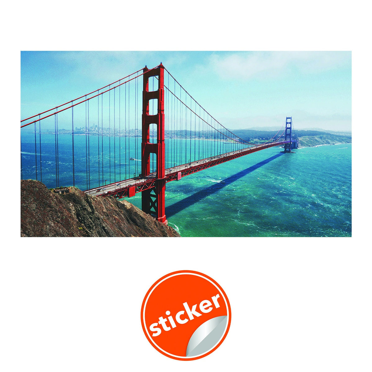California Golden Gate Bridge Wallpaper Sticker - Wall Cover Art San Francisco Vinyl Print Room Decal.