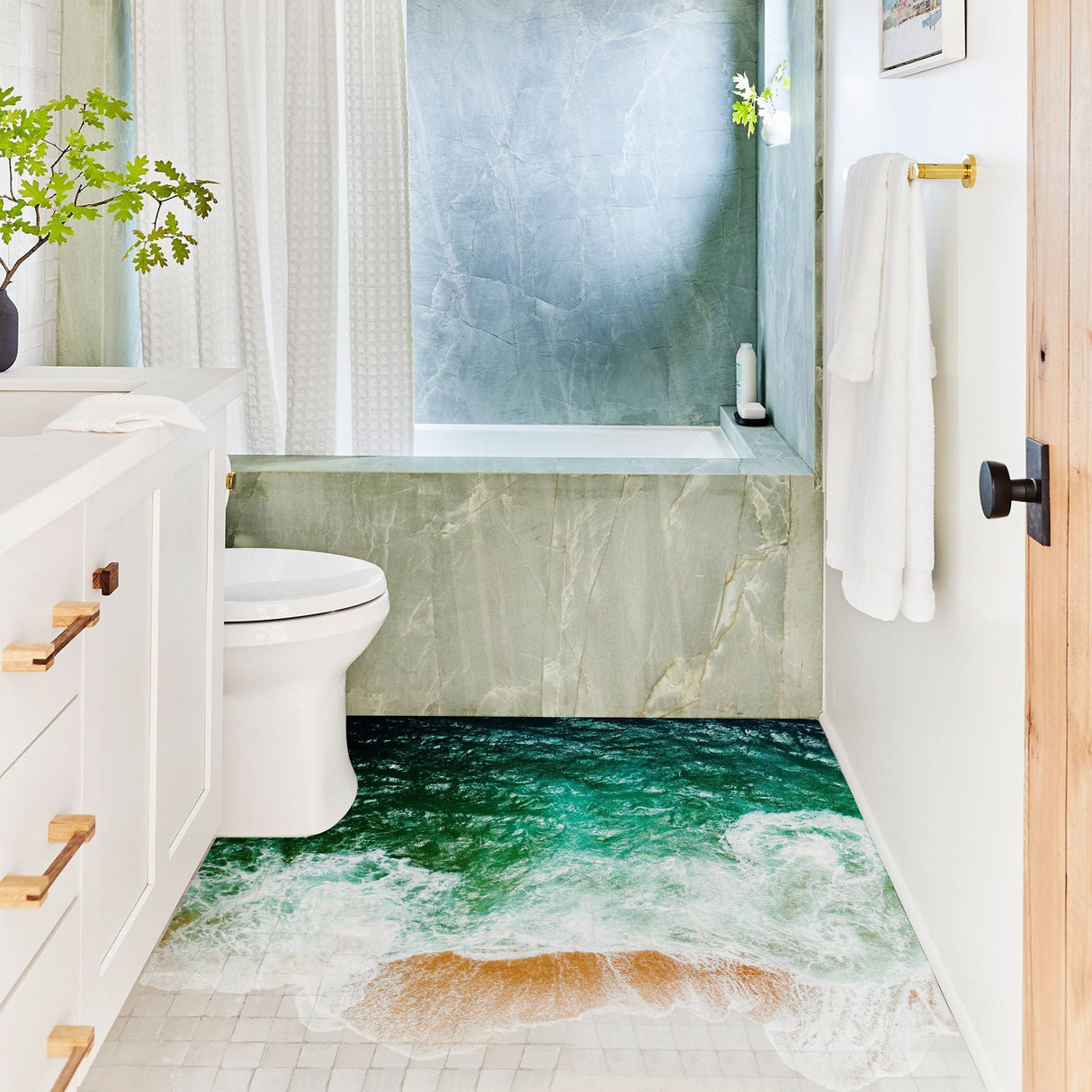 Alternate gallery view of 3d Sea Floor Bathroom Stickers Decor.
