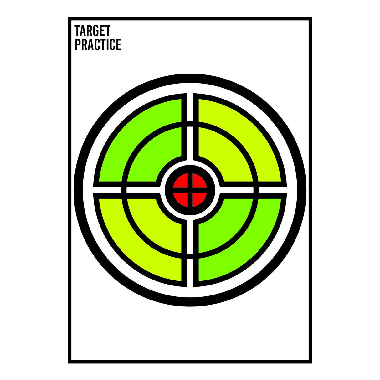 Concentric ring practice target poster shown as a complete printed sheet.