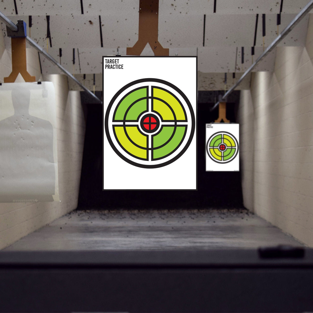 Concentric ring scoring target poster displayed as a 16 × 24 inch sheet.