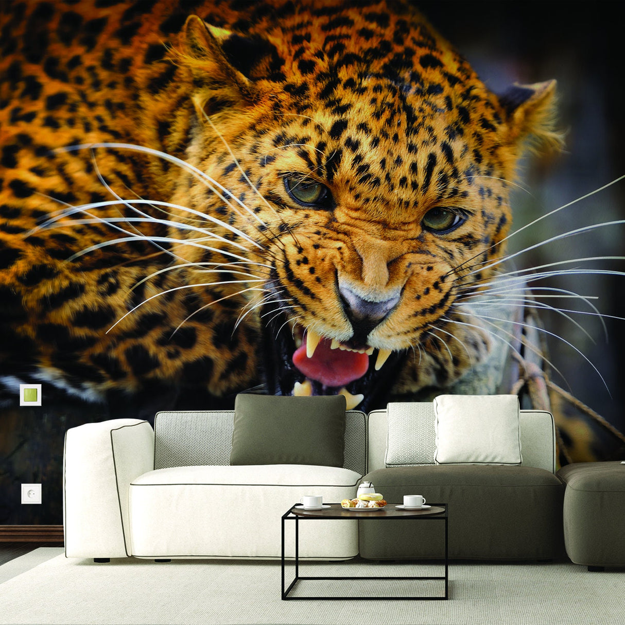 Product presentation view of Jaguar Wallpaper Vinyl Decal Decor.