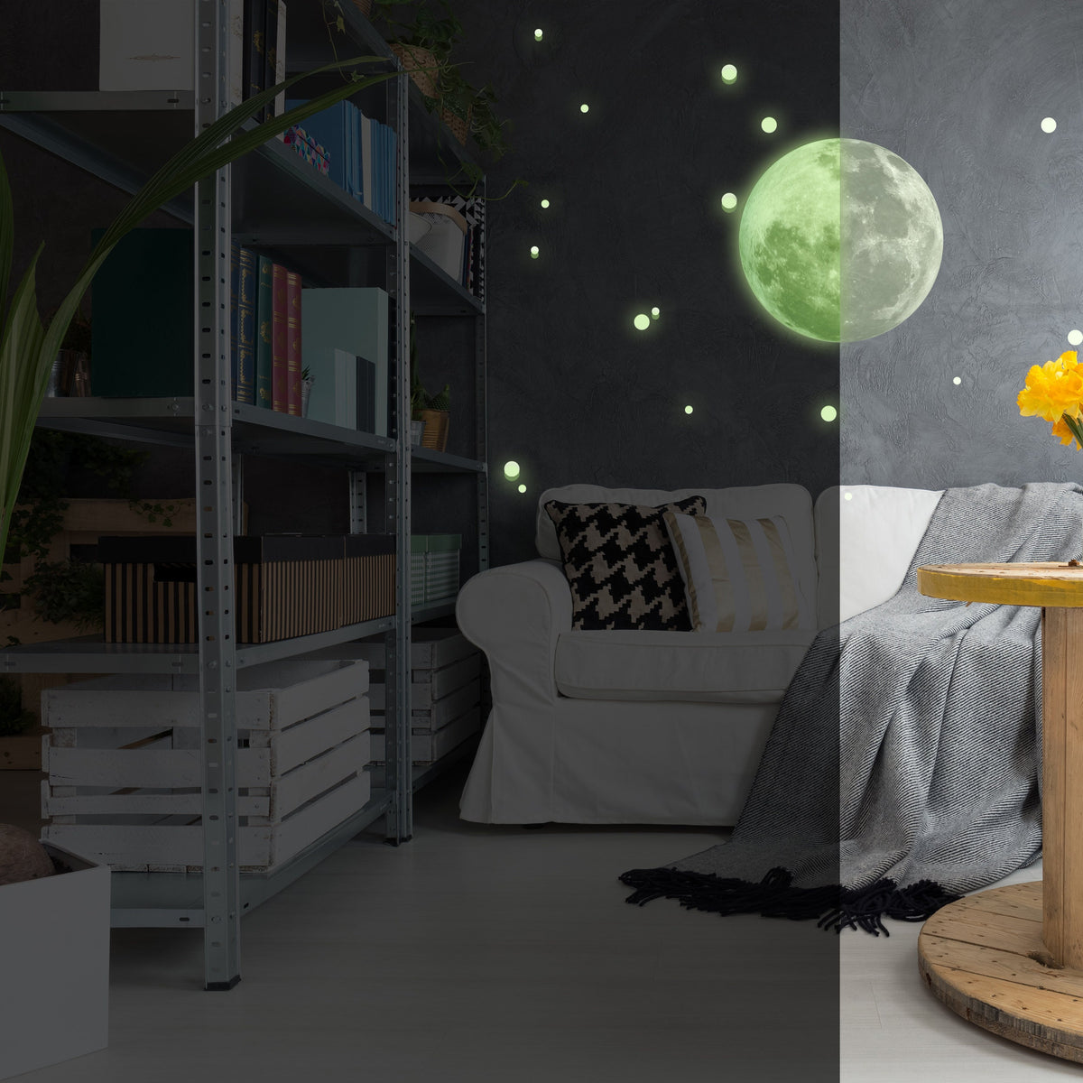 Additional product detail of Glow In The Dark Full Moon And Star Wall Sticker.