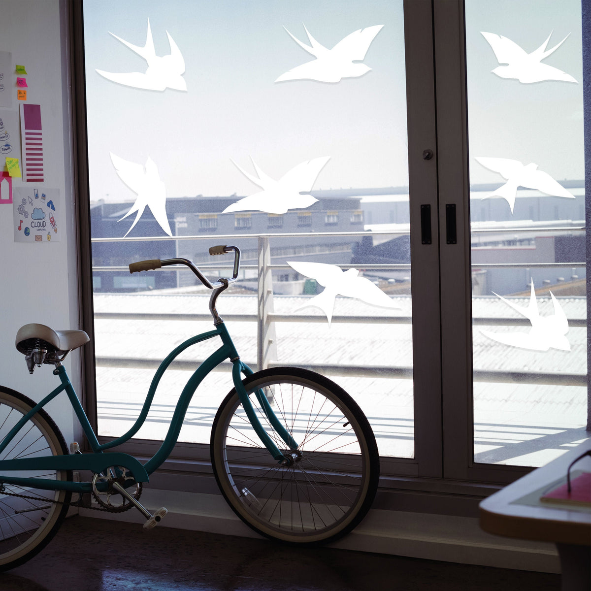 Alternate product presentation of 25x Window Decal Bird Strike Glass Anti Collision Cling Sticker.