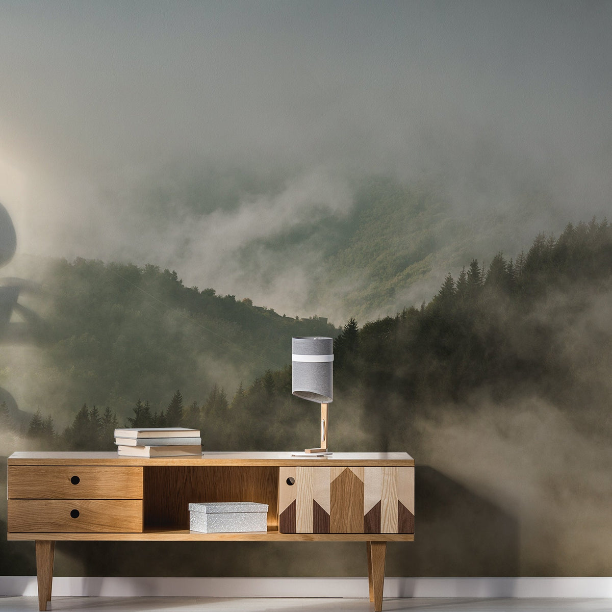 Additional product detail of Foggy Forest Wallpaper Decal.