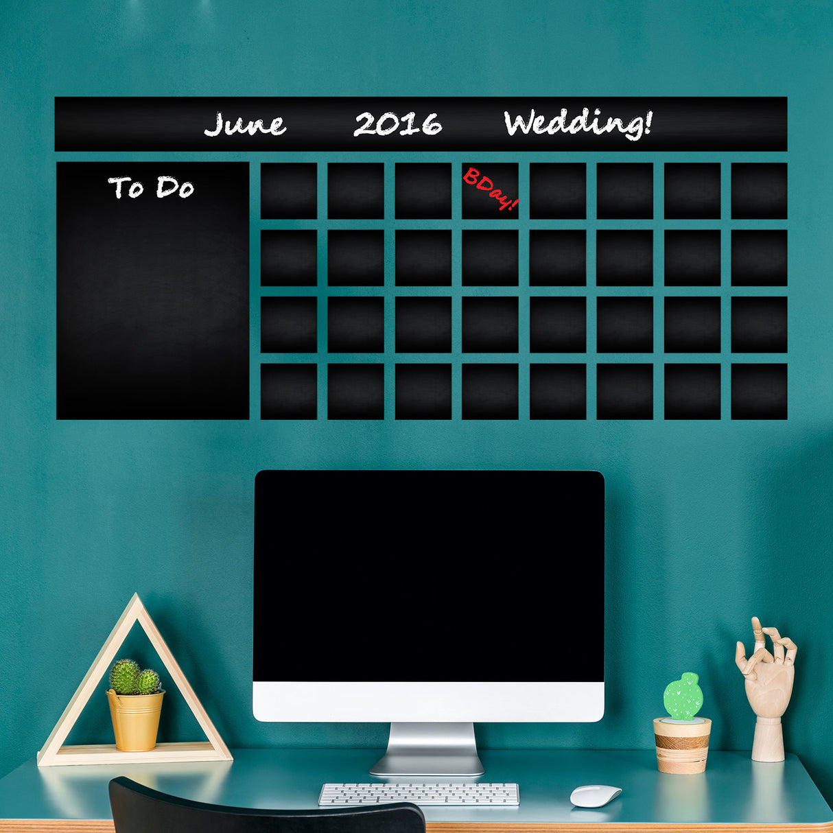 Chalkboard Wall Planner Blackboard Kitchen Sticker displayed in a room setting.