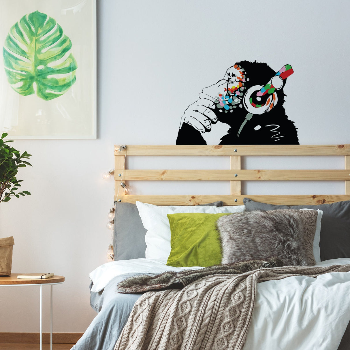 Product presentation view of Artist Monkey With Headphones Wall Sticker.