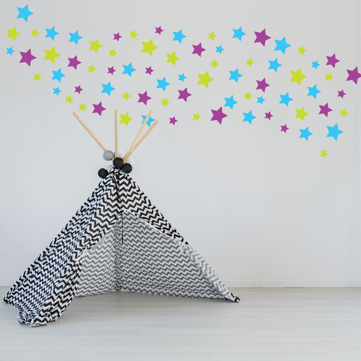 Product detail view of 60x Stars Decor Wall Decals For Nursery.