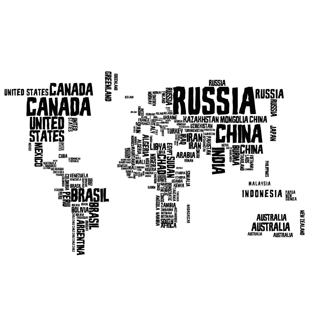 World Map Wall Decal - Large Vinyl Sticker Of The Giant Travel Globe For Bedroom Living Room Decor.