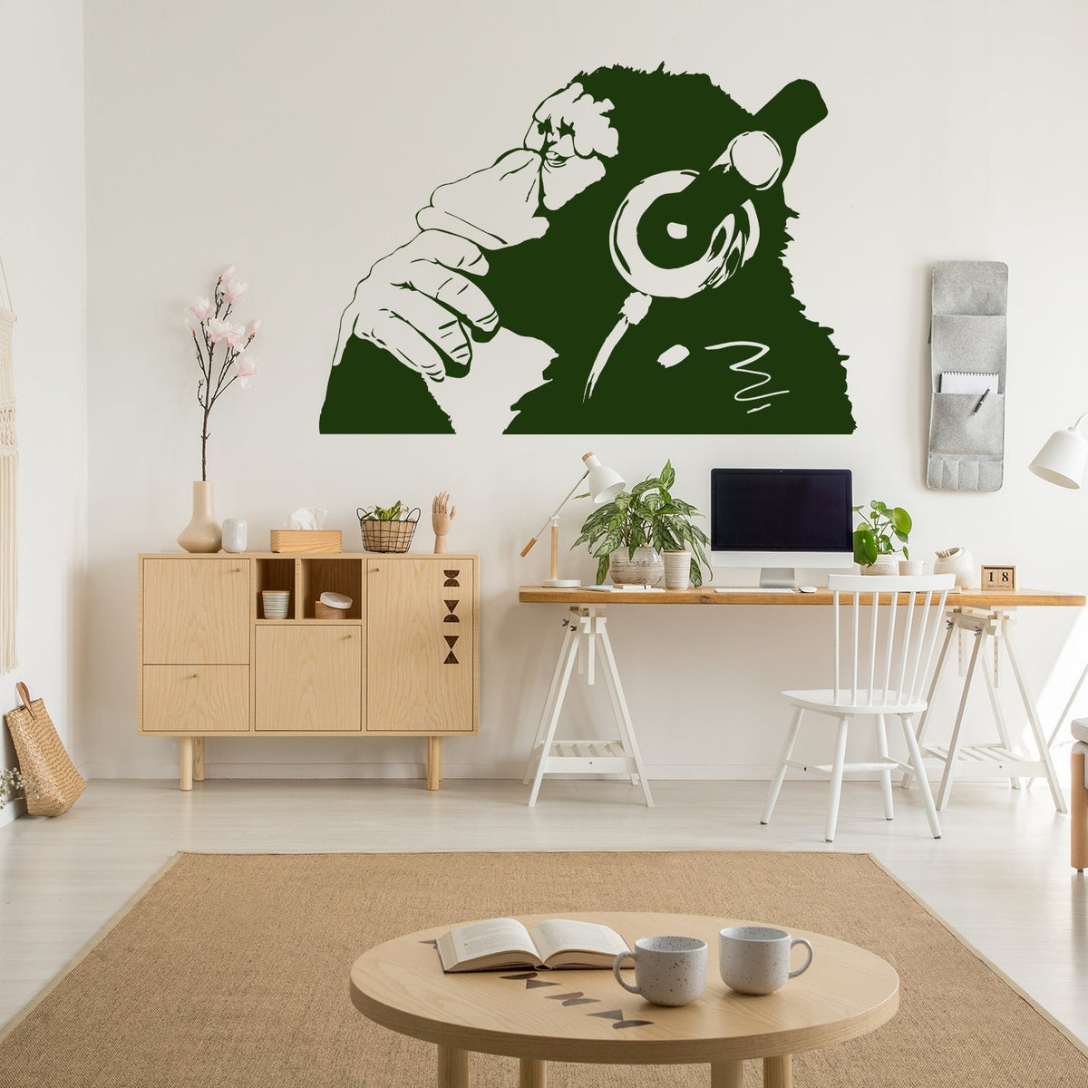 Product gallery view of Artist Monkey With Headphones Wall Sticker.