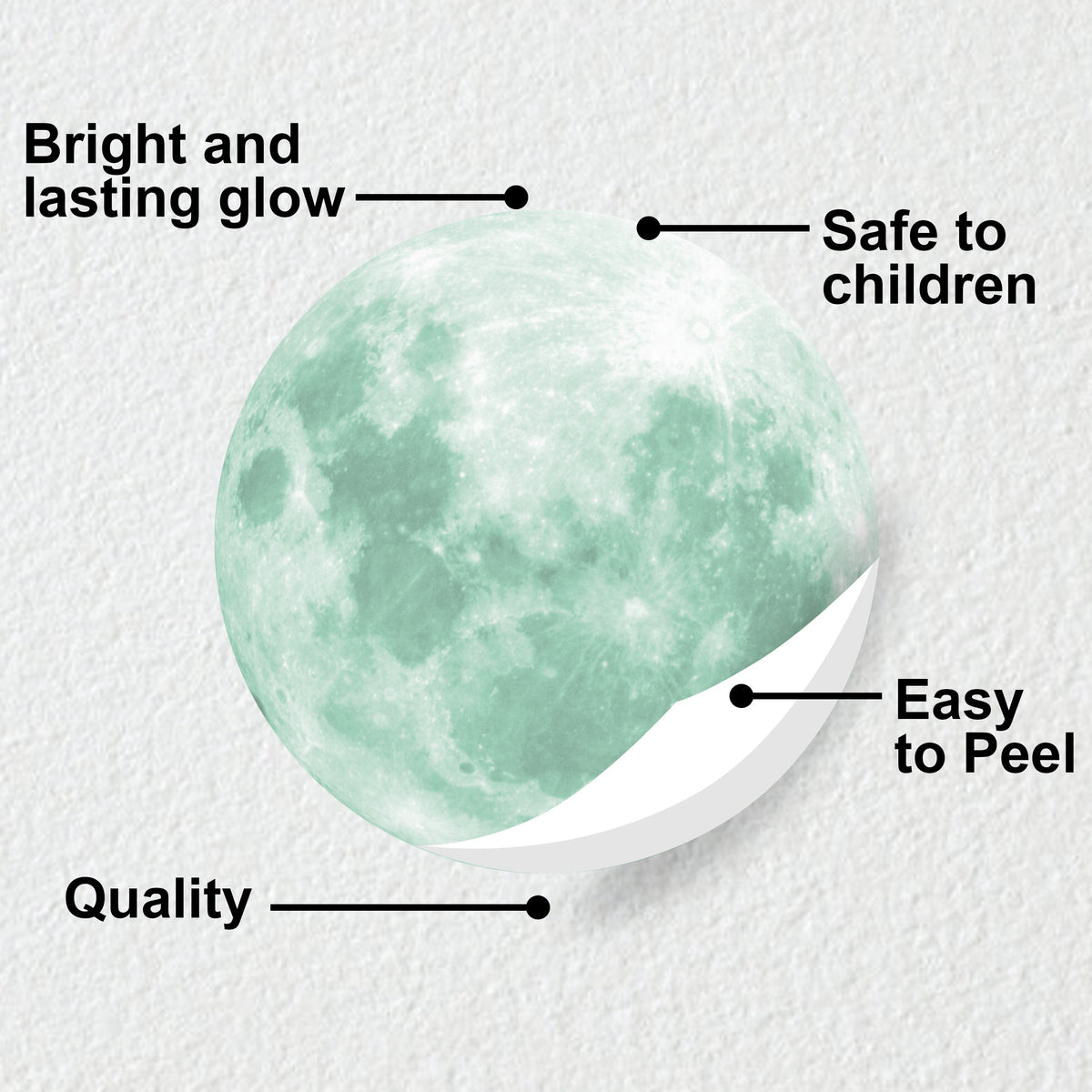 Alternate product view of Glow In The Dark Full Moon And Star Wall Sticker.