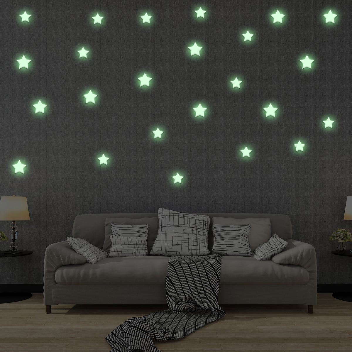 Product gallery view of 850 pcs Glow In The Dark Stars Stickers.