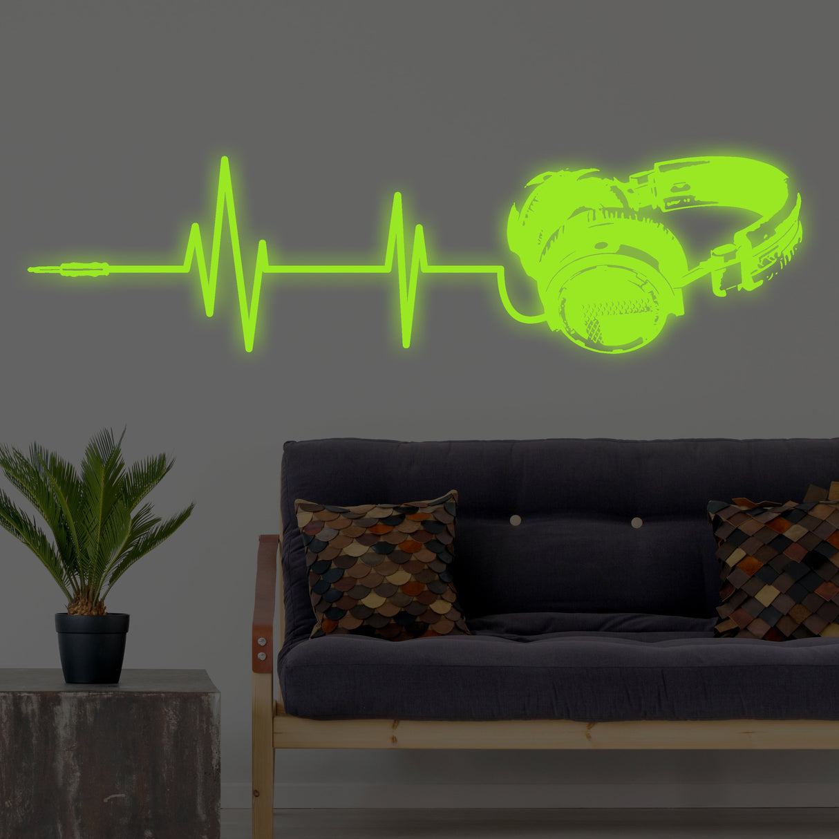 Alternate gallery view of Glow In Dark Headphone Vinyl Wall Sticker.