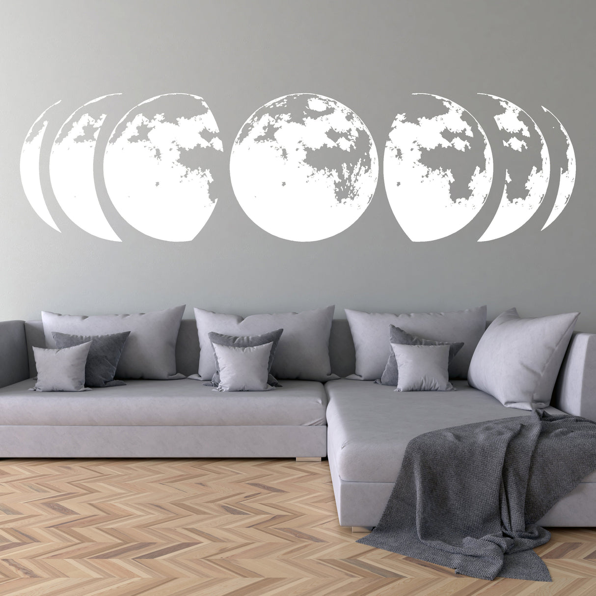 Product detail view of Glow-in-the-Dark Moon Phases Wall Decal.