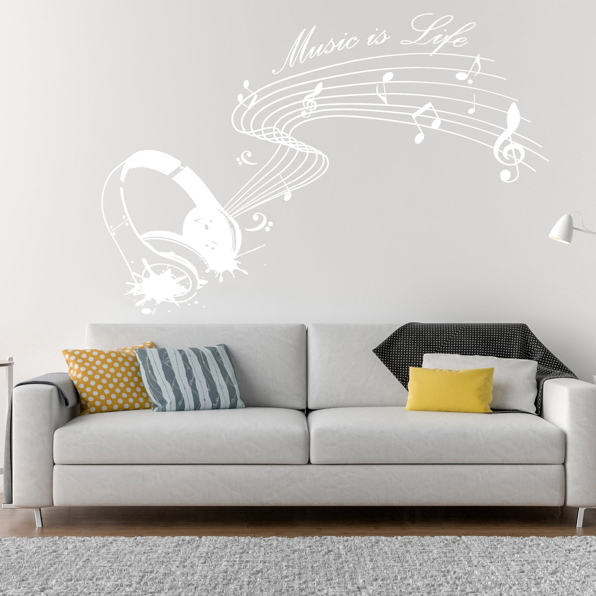 Product detail view of Glow In Dark Music Is Life Wall Sticker.