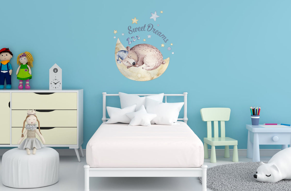 Product gallery view of Sleeping Animal Nursery Wall Sticker.