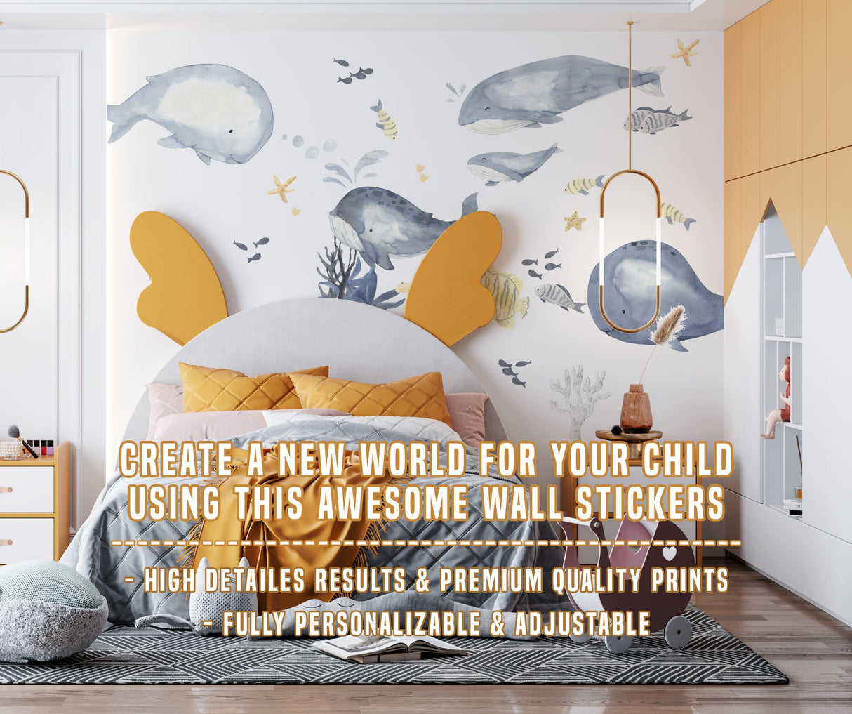 Additional product view of Sea Whales Wall Sticker For Kids Room Decor.