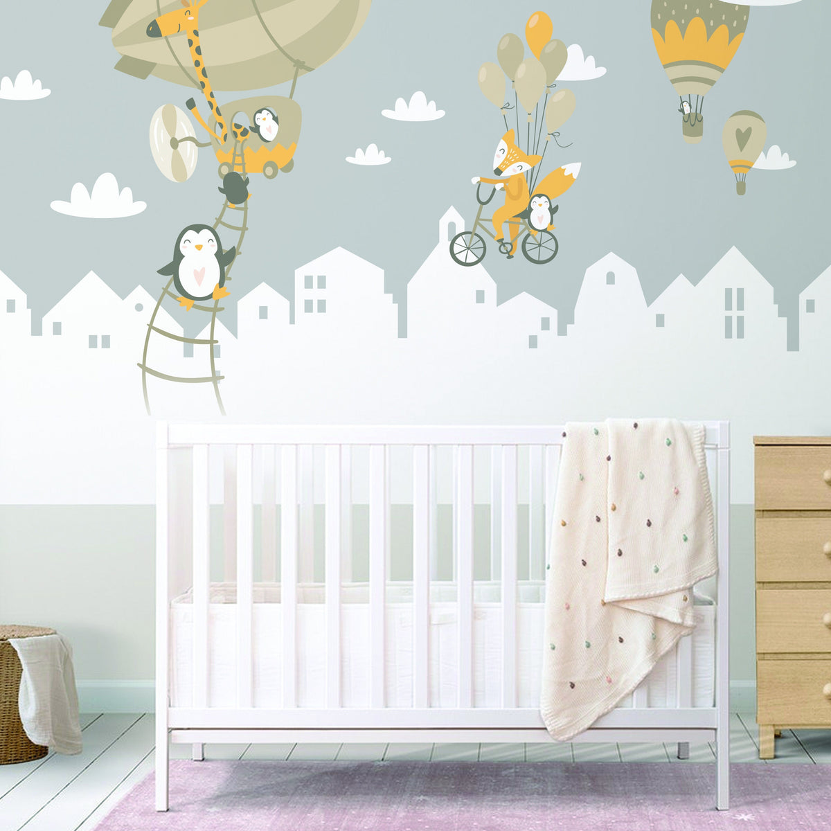 Product view of Penguins And Fox Wall Stickers For Kids.