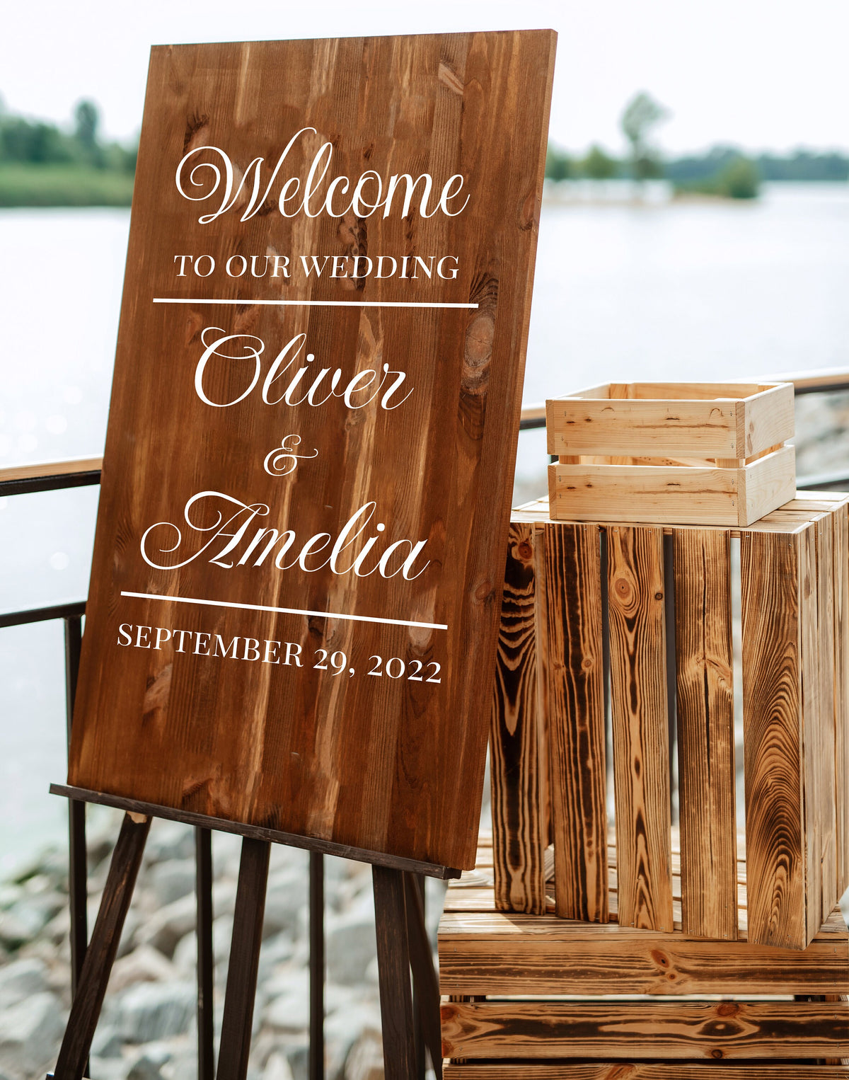Product presentation view of Personalized Wedding Welcome Sign Decal.