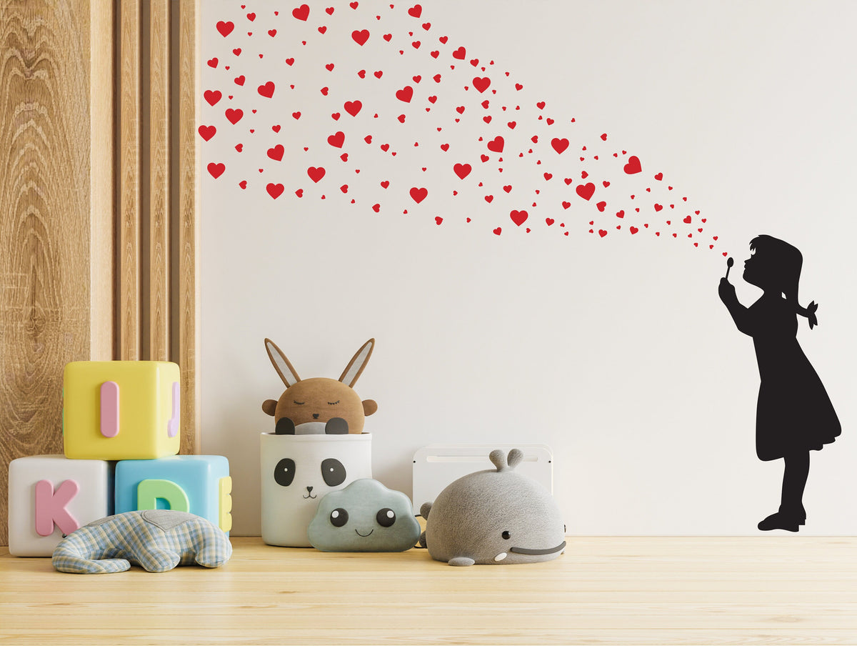 Product detail view of Heart Bubbles Girl Wall Sticker.