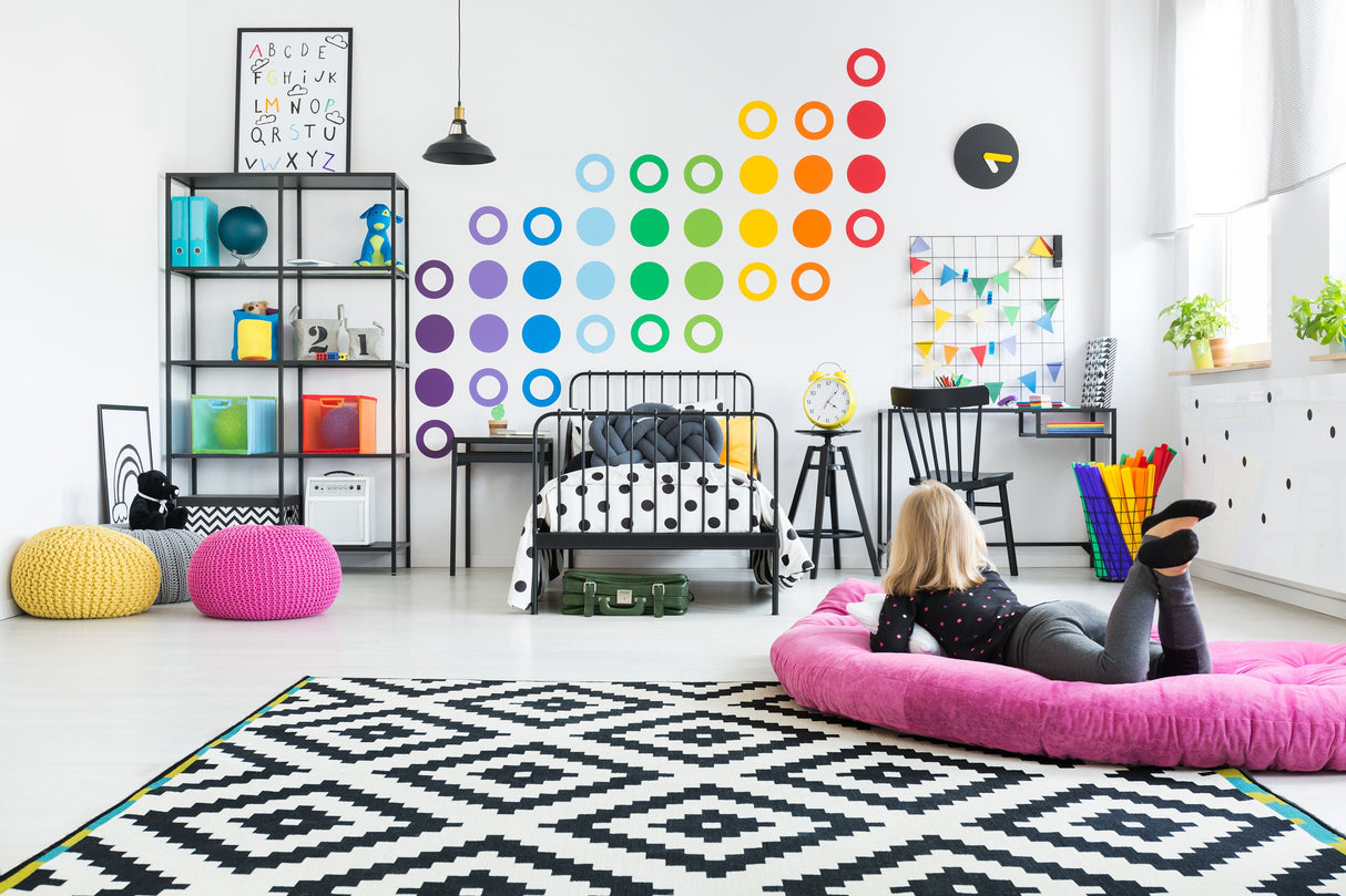 Alternate product presentation of 36x Rainbow Circle Wall Decals.