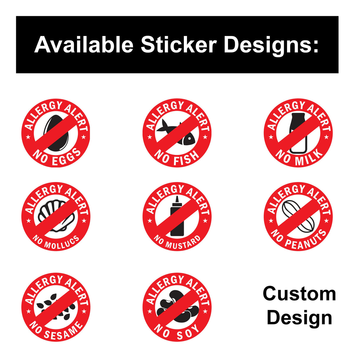24x No Eggs Allergy Alert Sticker - Food Allergies Awareness Safety Decals.