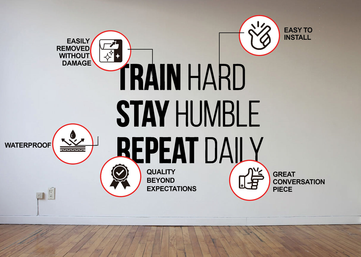 Alternate product view of Gym Wall Decal - Motivational Fitness Workout Quote Sticker.