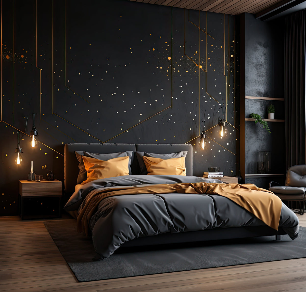 Product presentation view of Gold Thin Lines & Circle Dots Stickers.
