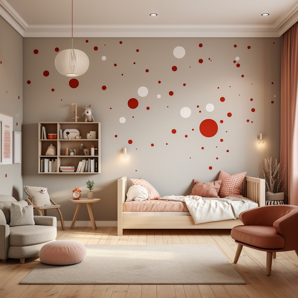 Alternate product view of 200x White and Red Round Dot Stickers.