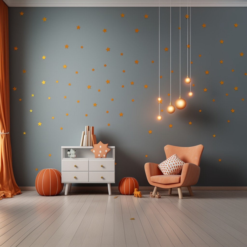 Additional product presentation of 200x Gold Stars Wall Vinyl Stickers.