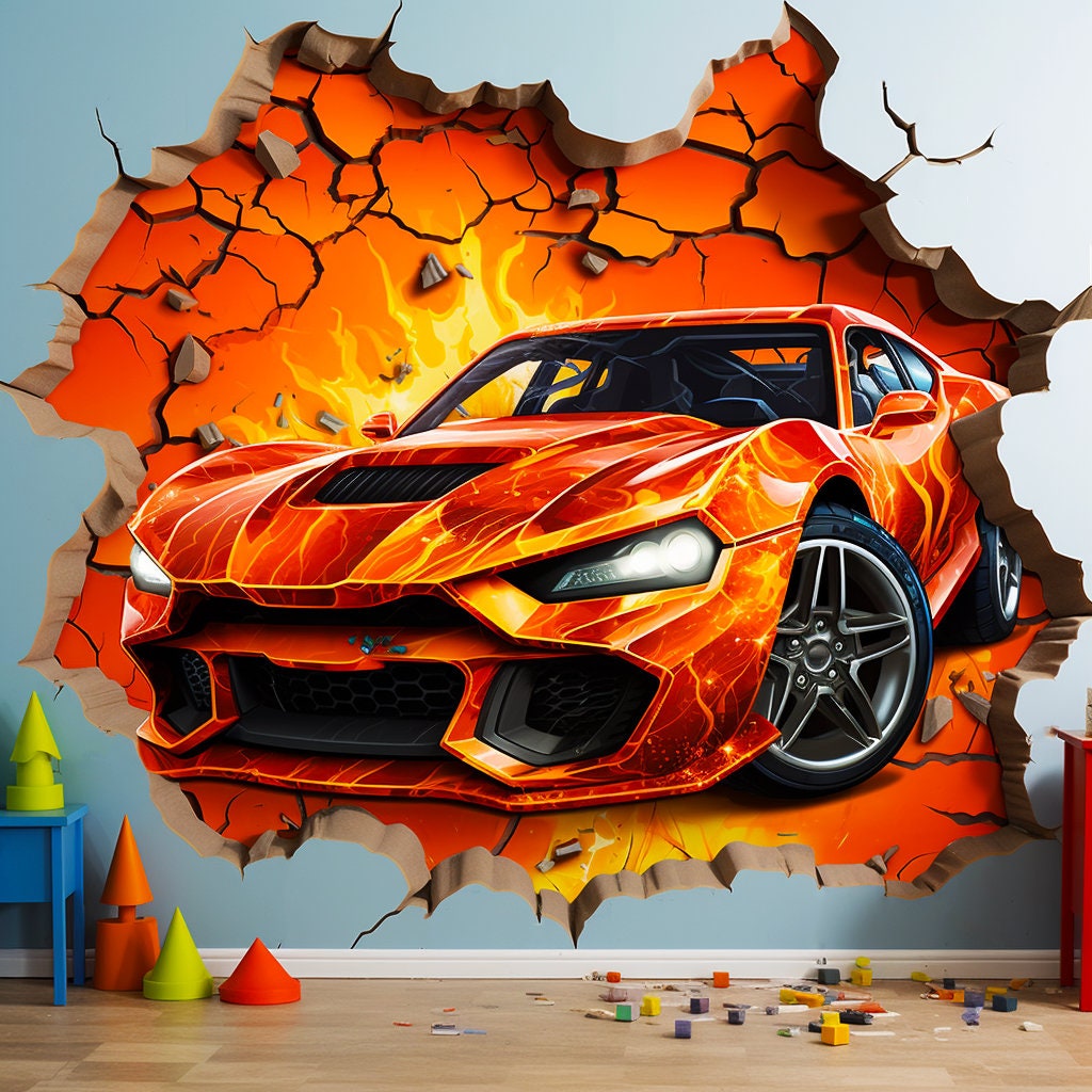 Additional product view of 3D Fire Car Wall Sticker.