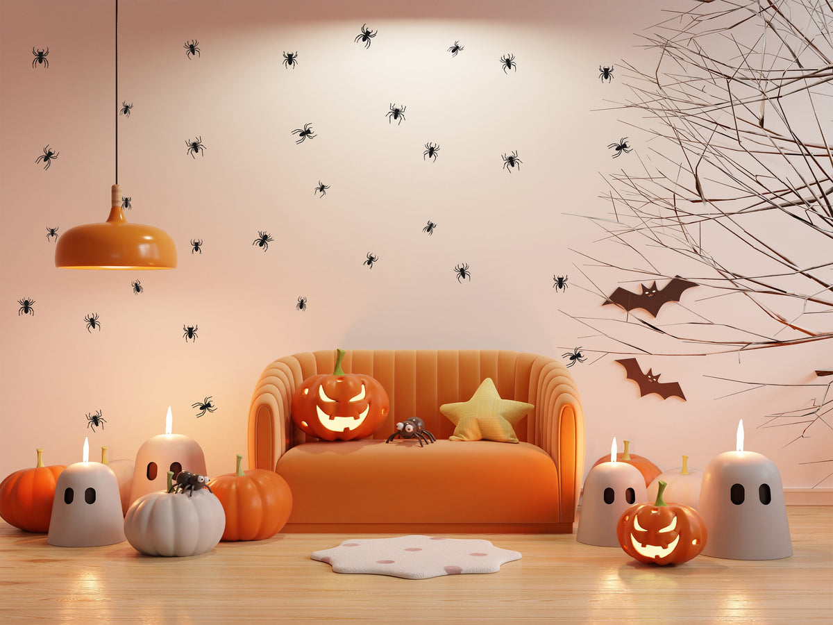 Halloween-themed decorative spiders
