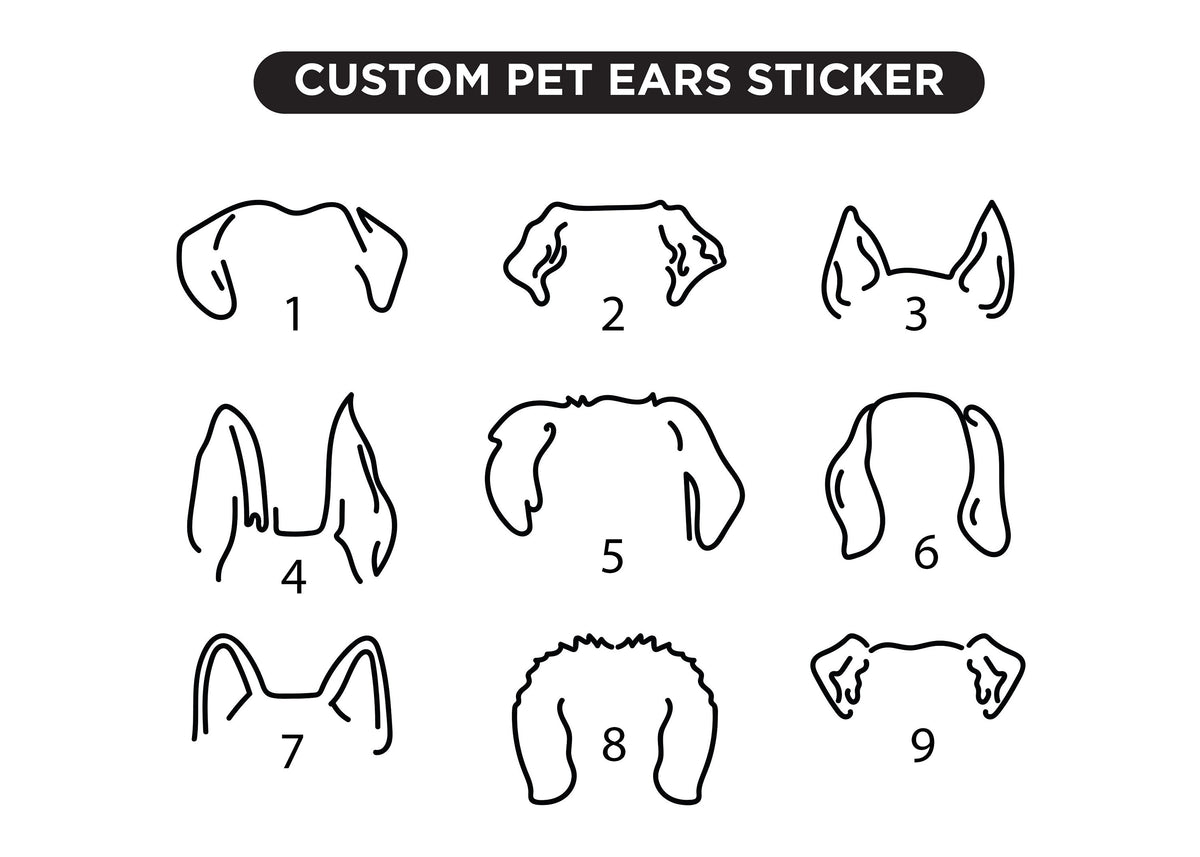 Personalized dog ears outline decal shown in an alternate product view.