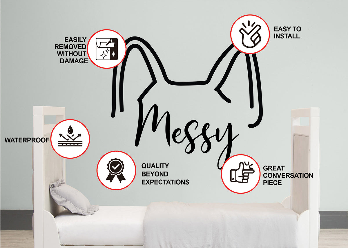 Customizable pet memorial sticker shown in a product presentation.