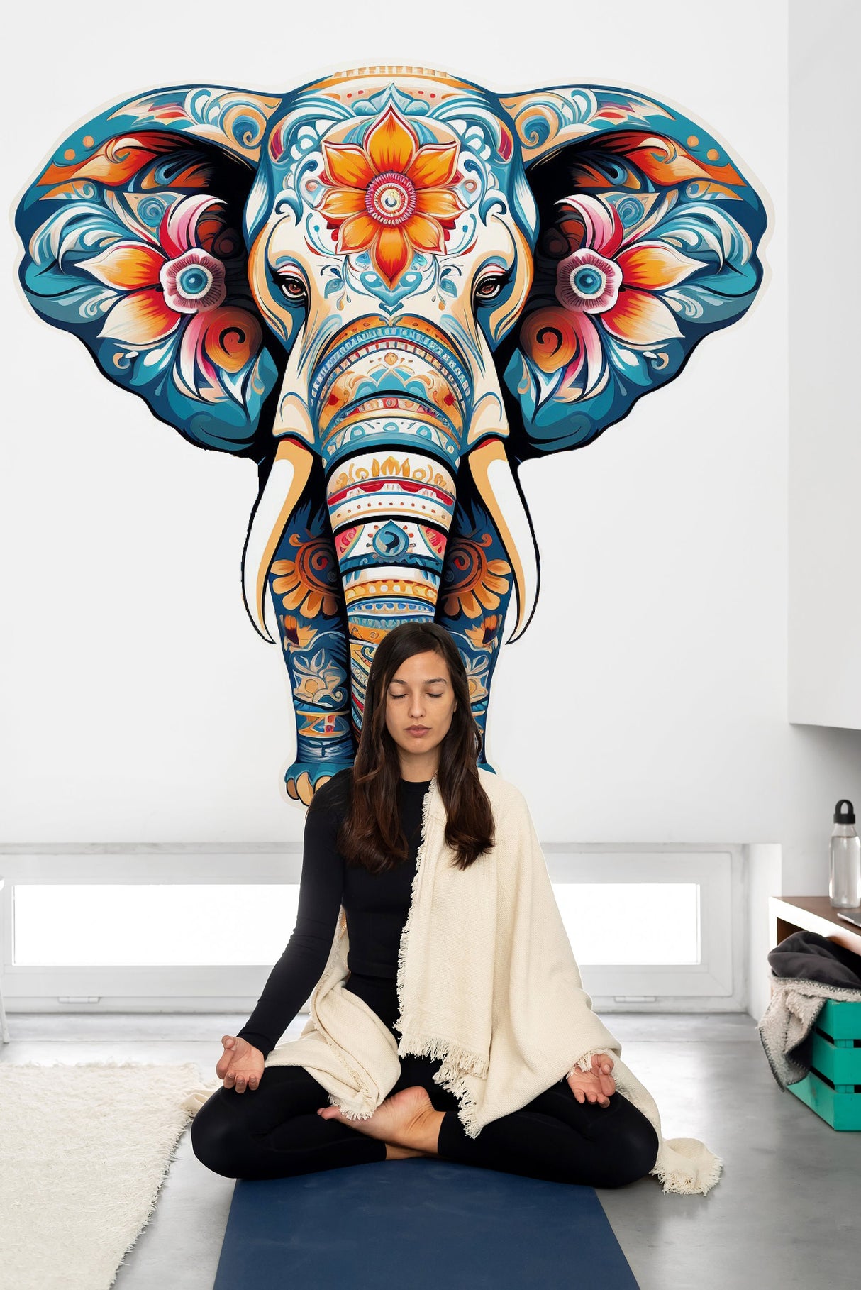 Colorful elephant wall decal.