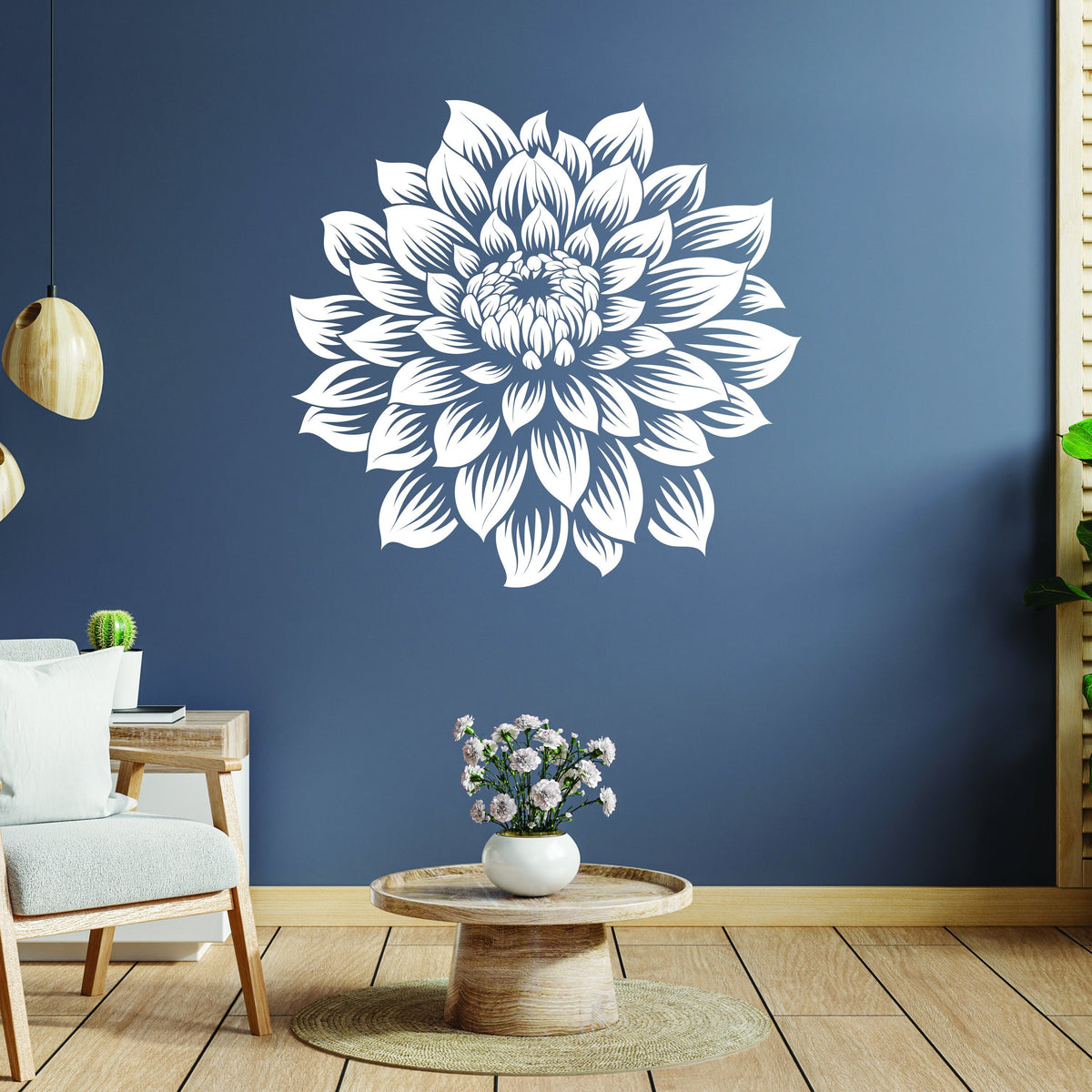 Oversized floral vinyl wall decal shown in a product view.