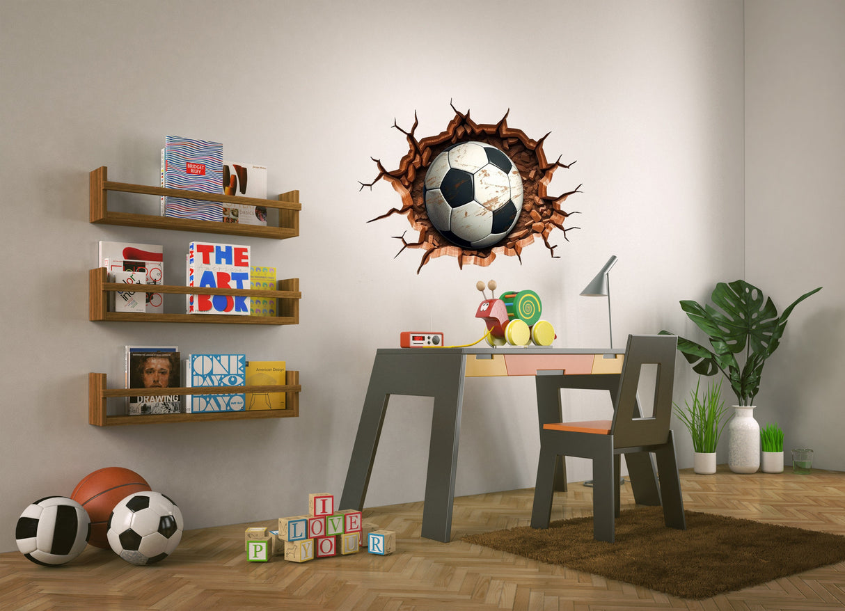 Alternate gallery view of the 3D football breakthrough wall decal.