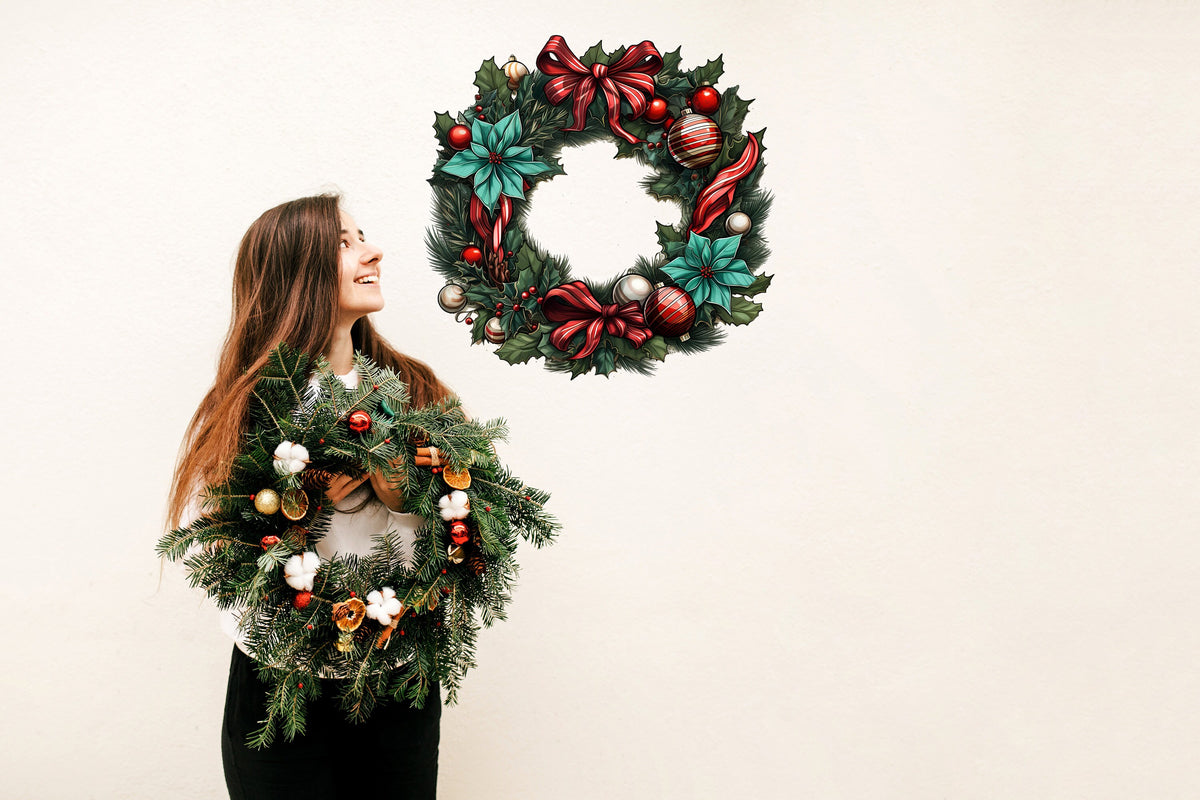 Additional product view of Lifelike Christmas Wreath Wall Decal.