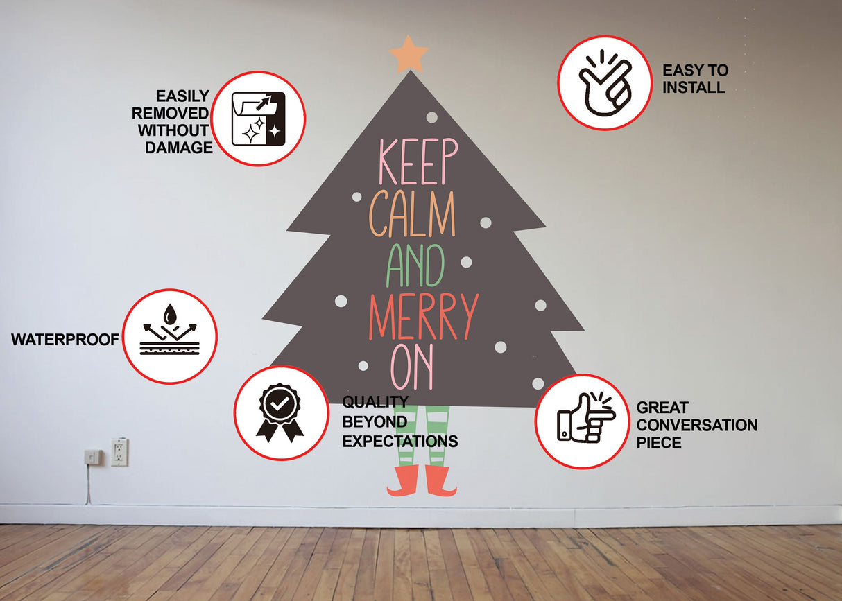 Alternate product view of the Keep Calm and Merry On Christmas tree wall decal.