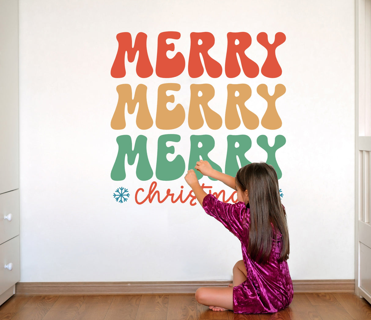 Product gallery view of the Merry Merry Merry Christmas wall decal.