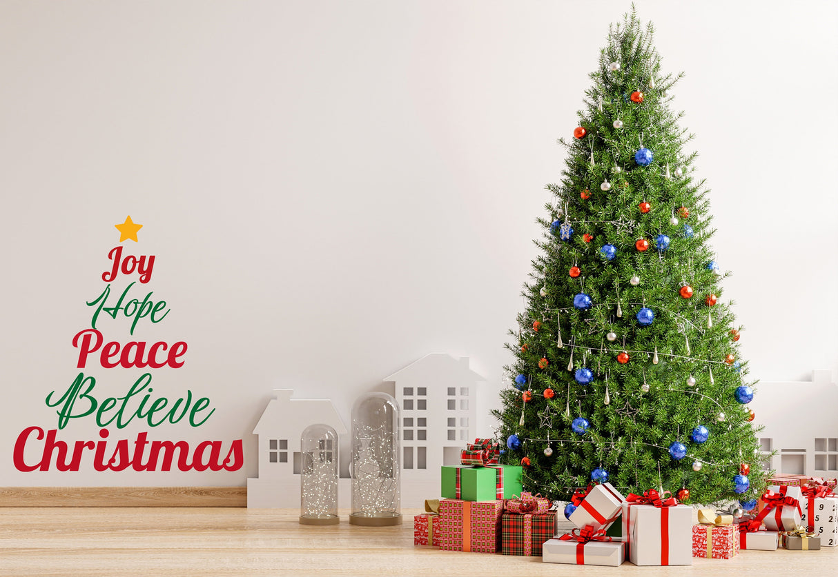 Additional product view of the Joy Hope Peace Believe Christmas wall decal, layout 2.