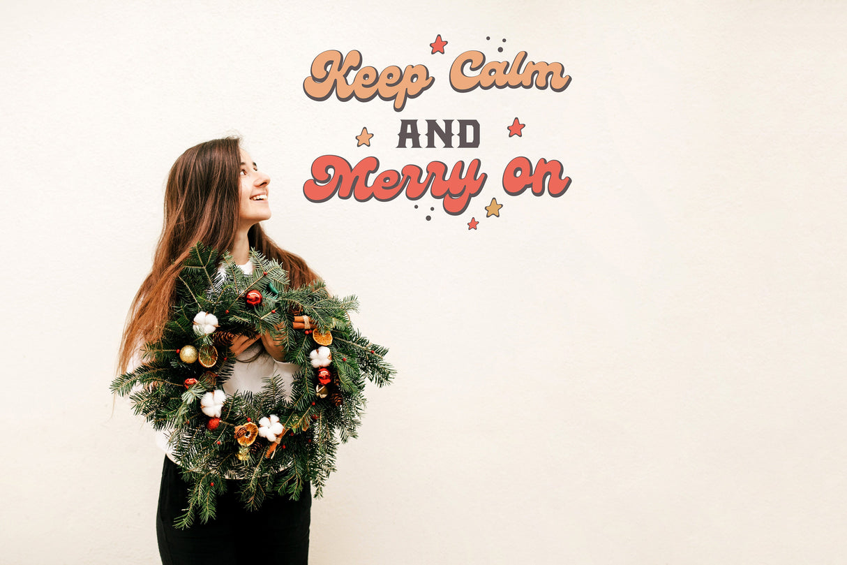 Alternate product presentation of the Keep Calm and Merry On Christmas wall decal.