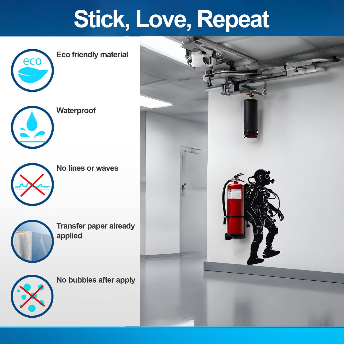 Alternate product view of Creative Scuba Diver Silhouette Wall Sticker.